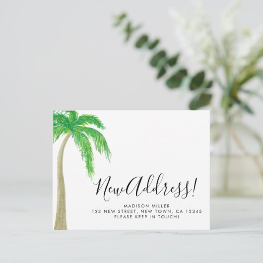 Palm Tree New Address Moving 案内ポストカード (スタンド正面)