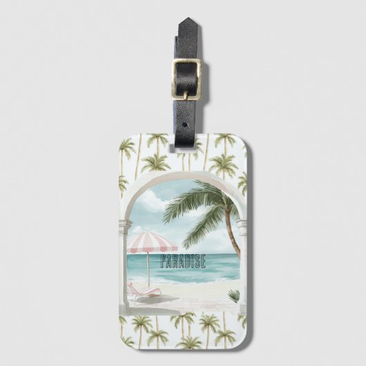 Palm Tree Ocean Paradise ラゲッジタグ (正面縦)