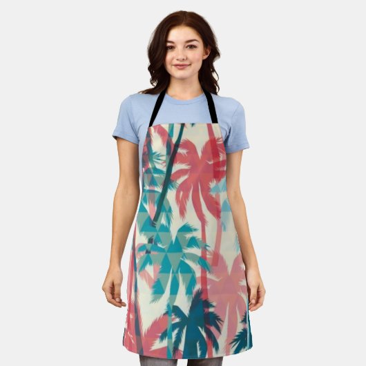 Palm tree pattern エプロン (着用した状態)