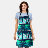 Palm tree pattern エプロン (着用した状態)