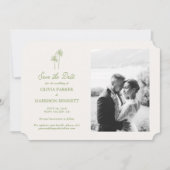 Palm Tree Photo Wedding Save the Date 招待状 (正面)