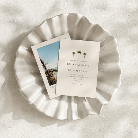 Palm Tree QR Code Photo Wedding Invitation 招待状