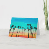 Palm Tree Rainbow Sunset Watercolor カード (正面)