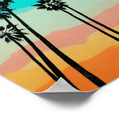 Palm Tree Rainbow Sunset Watercolor ポスター (角)