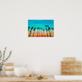 Palm Tree Rainbow Sunset Watercolor ポスター (キッチン)