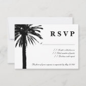 Palm Tree RSVPのカ結婚ード |ビーチテーマ 出欠カード (正面)
