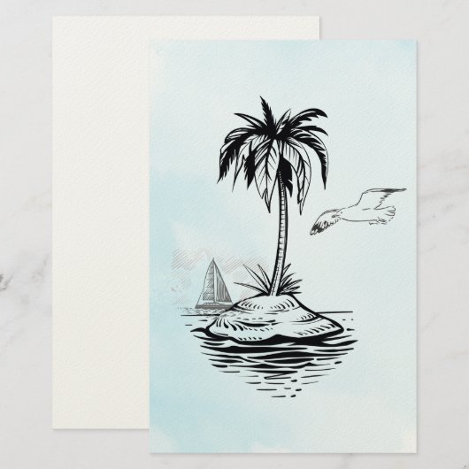 Palm Tree & Seagull on notes 便箋 (正面/裏面)
