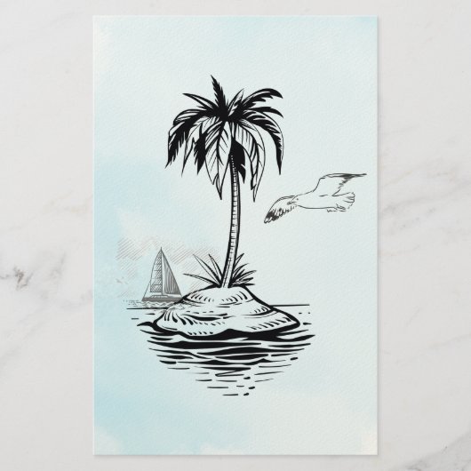 Palm Tree & Seagull on notes 便箋 (正面)