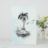 Palm Tree & Seagull on notes 便箋 (スタンド正面)