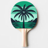 Palm Tree Silhouette Black Striped Green Monogram 卓球ラケット (正面)