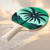 Palm Tree Silhouette Black Striped Green Monogram 卓球ラケット