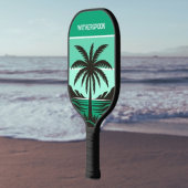 Palm Tree Silhouette Tropical Green Monogram ピックルボールラケット