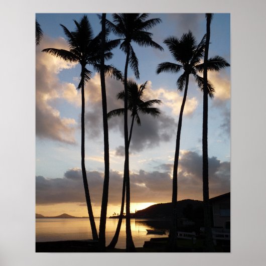 Palm Tree Silhouettes in Hawaii ポスター (正面)