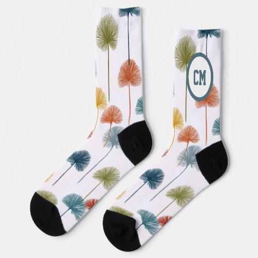 Palm Tree Socks Crew Socks for men or women ソックス (左)