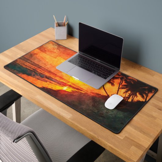 Palm Tree Sunset Beach Desk Mat デスクマット (オフィス2)