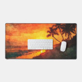 Palm Tree Sunset Beach Desk Mat デスクマット (キーボード&マウス)