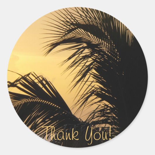 Palm Tree Sunset Thank you sticker ラウンドシール (正面)