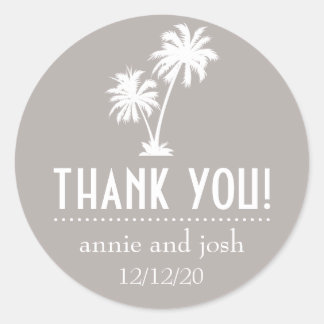 Palm Tree Thank You Labels (Sand Taupe Gray) ラウンドシール