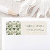 Palm Tree Toile De Jouy Wedding Return Address ラベル (インサイチュ)