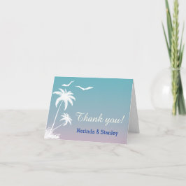 Palm tree tropicalビーチ結婚式Thank You photo サンキューカード