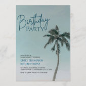 Palm Tree Tropical Beach Birthday Party  招待状 (正面)