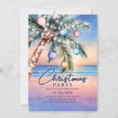 Palm Tree Tropical Beach Christmas 招待状 (正面)