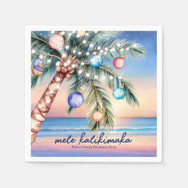 Palm Tree Tropical Beach Sunset Christmas スタンダードカクテルナプキン
