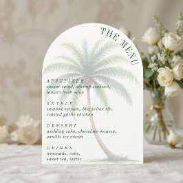 Palm Tree Tropical Island Watercolor Arched Menu 招待状