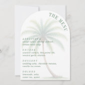 Palm Tree Tropical Island Watercolor Arched Menu 招待状 (正面)