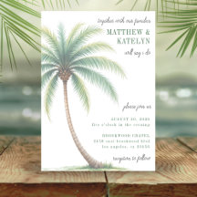 Palm Tree Tropical Island Watercolor Green Wedding