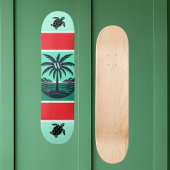 Palm Tree Turtle Silhouette Red Green Initial スケートボード