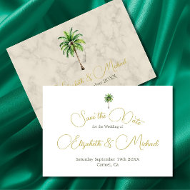 Palm Tree Watercolor Simple Wedding Save the Date セーブザデート