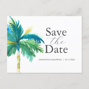 Palm Tree Wedding日付を保存 ポストカード