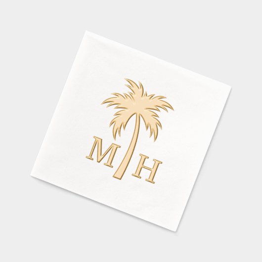 Palm Tree Wedding Monogram 箔ナプキン (左)