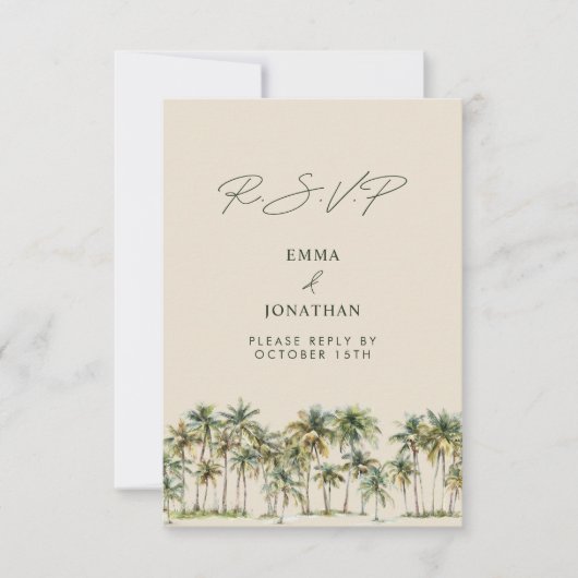 Palm Tree Wedding RSVP Tropical Destination coast (正面)