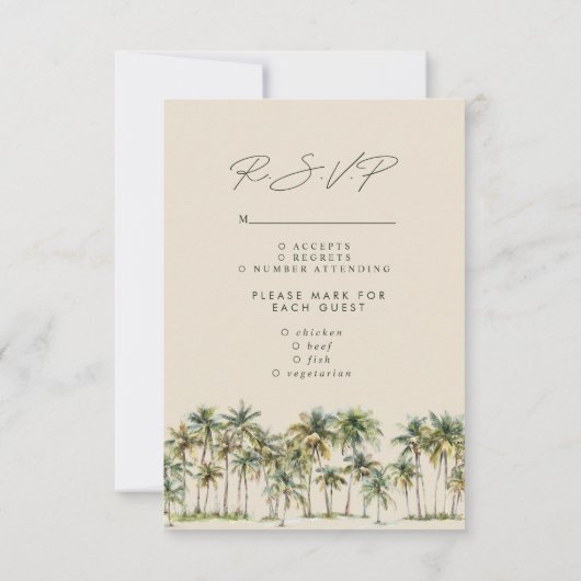 Palm Tree Wedding RSVP Tropical Destination coast (裏面)