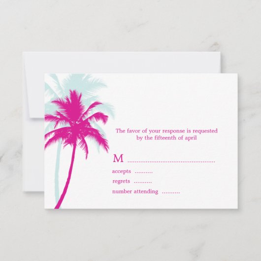 Palm Treesの結婚応答カード 出欠カード (正面)