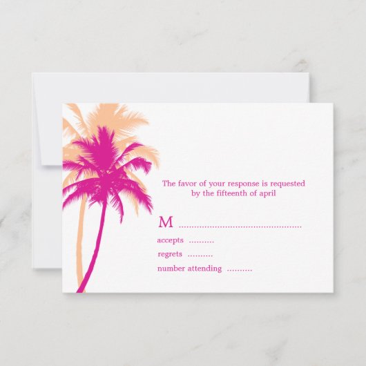 Palm Treesの結婚応答カード 出欠カード (正面)