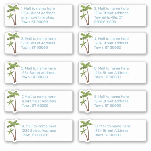 Palm Trees個々の住所の宛名ラベル シール (正面)