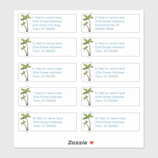 Palm Trees個々の住所の宛名ラベル シール (シート)