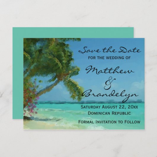 Palm Trees海日付はがきを保存する 案内ポストカード (正面/裏面)