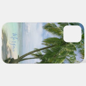 Palm Trees、写真、名前Blue Script iPhoneケース (裏面横)