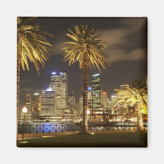 Palm Trees and CBD at Night, Sydney, New South マグネット (正面)