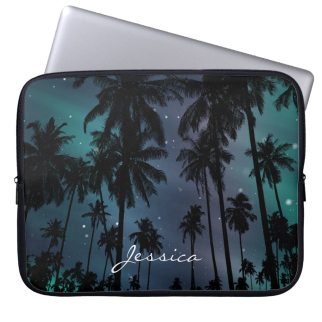 Palm Trees and Starry Night Sky Personalised ラップトップスリーブ (正面)
