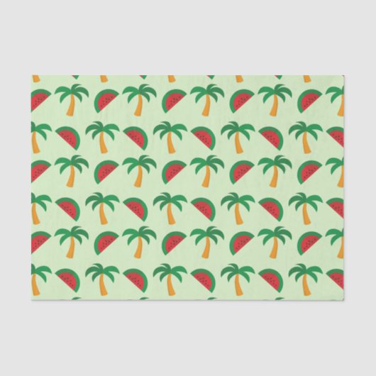 Palm Trees and Watermelon Tropical Pattern 薄葉紙 (正面)