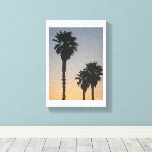 Palm Trees At Sunset キャンバスプリント (インサイチュ (ウッドフロア))