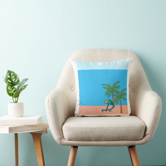 Palm Trees Beach Scene Square Throw Pillow – Coas クッション (椅子)