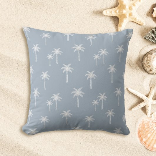Palm Trees Boho Coastal Farmhouse Dusty Blue クッション