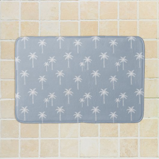 Palm Trees Boho Coastal Farmhouse Dusty Blue バスマット