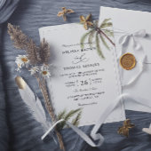 Palm Trees Boho Tropical Budget QR Code Wedding 招待状